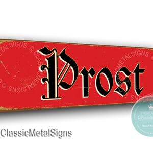 Vintage Style German Prost Sign: Rustic Bar Decor image 1
