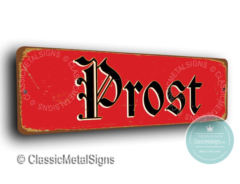 Vintage Style German Prost Sign: Rustic Bar Decor image 1
