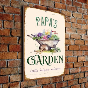 Papas Garden Sign, Rustic Outdoor Yard Decor Gift for Papa image 1