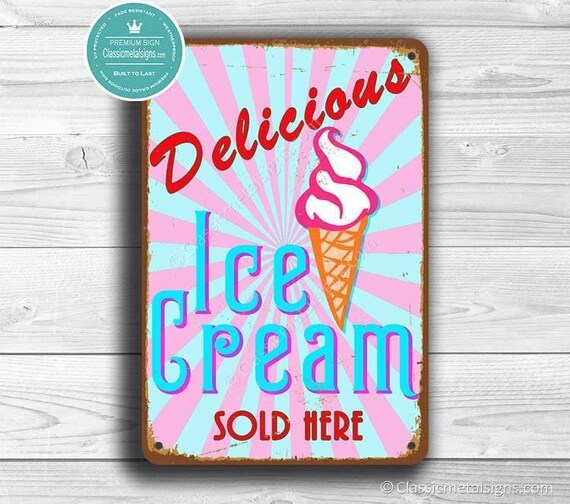 Vintage Ice Cream Sign - Classic Retro Shop Decor - Etsy