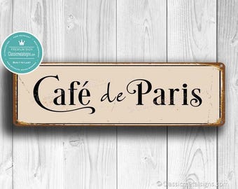 Vintage Style Cafe De Paris Sign: Retro Wall Decor for Home, Kitchen, Bistro, Restaurant