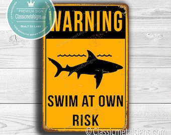 SWIM SIGNS, Swim Warning signs, Swim Own Risk, Swim Decor, Gift For Swimmer, Swimmer Gift Ideas, Warning Swim at own Risk, Swimming Sign
