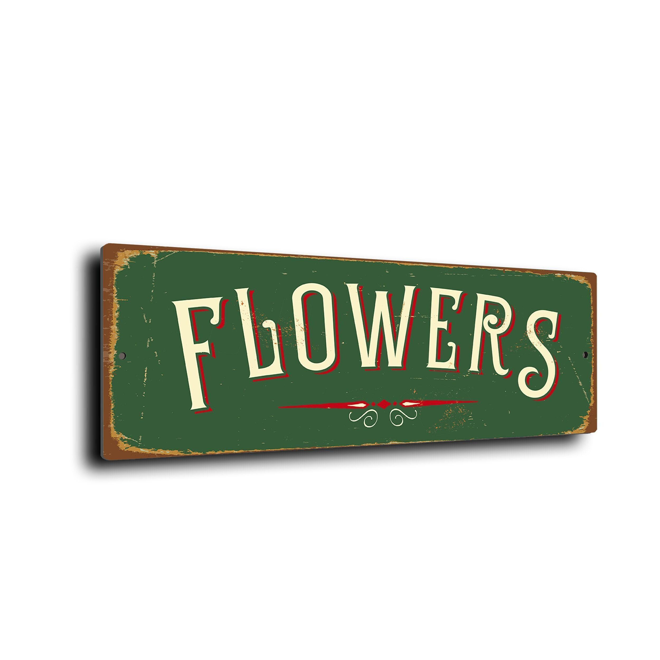 Cartello Vintage Fresh Flowers Per Parete, 40x30 Cm, Latta Invecchiata, Decorazione Retrò Per Casa E Giardino - 5