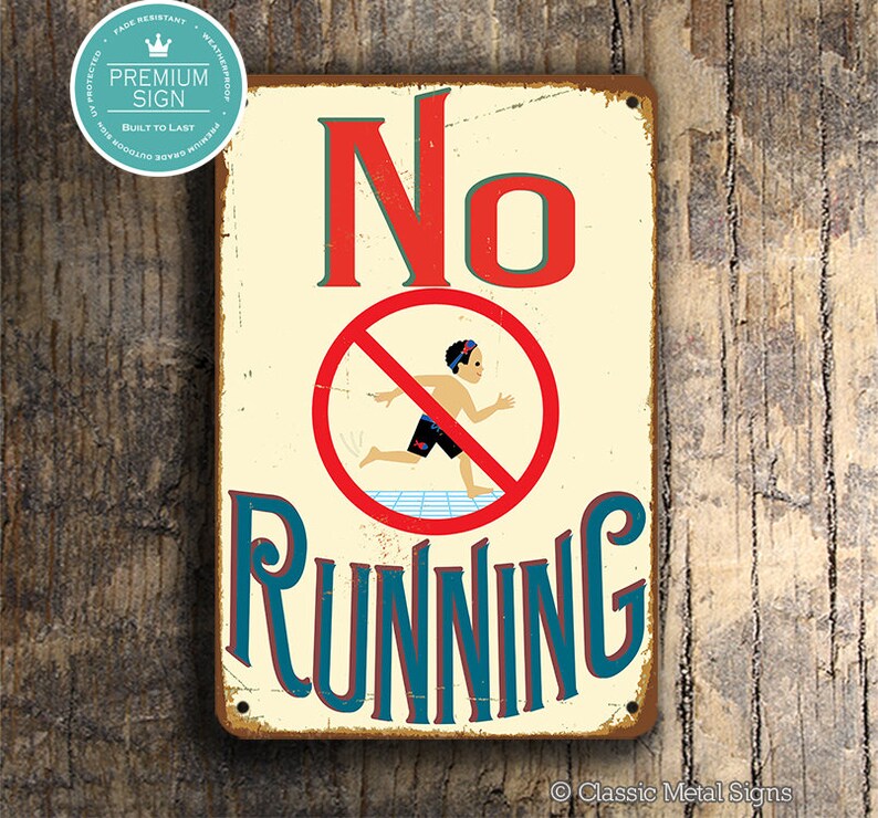 NO RUNNING SIGN Pool Signs Vintage style No Running Signs | Etsy
