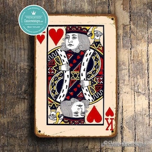 King of Hearts Sign: Vintage Playing Card Wall Decor
