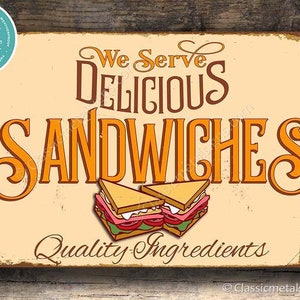 SANDWICHES RESTAURANT SIGN, Restaurant Sign, Cafe Sign, Vintage style Restaurant Sign, Sandwiches Wall Sign, Diner Sign, Restaurant Decor image 2