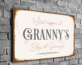 What Happens at Granny’s House Sign, Funny Gift for Grandma