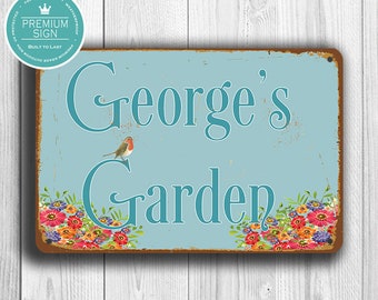 PERSONALIZED GARDEN SIGN, Add Your Own Name, Vintage style Garden Sign, Customizable Garden sign, Custom Outdoor Sign, Garden Plaque