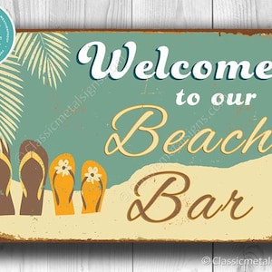 BEACH BAR SIGN, Beach Bar Signs,  Vintage style Beach Bar Sign, Welcome to our Beach Bar, Beach, Beach Decor, beach wall decor, Beach Bar