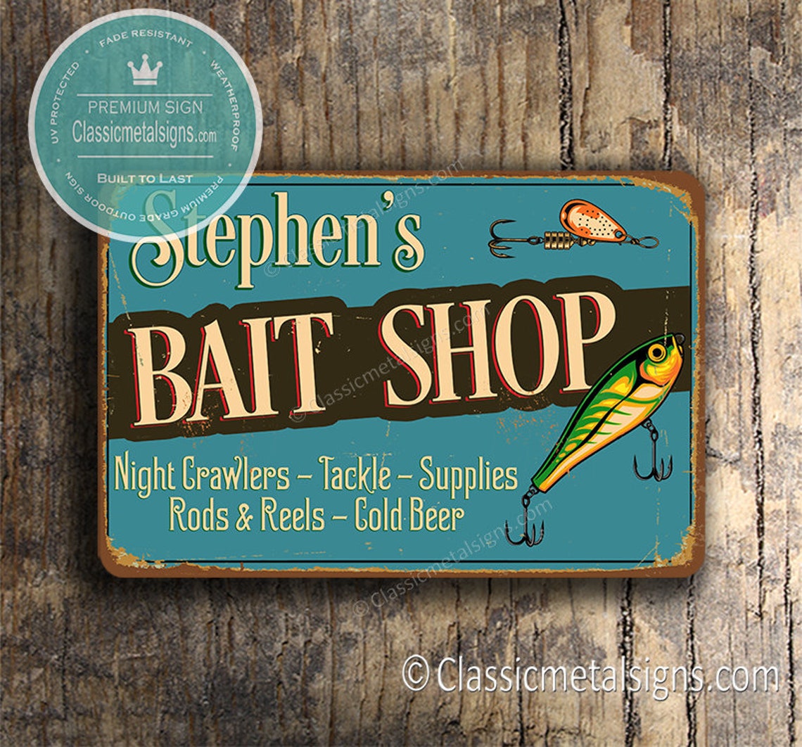 PERSONALIZED BAIT SHOP Sign Custom Bait Shop Sign Tackle | Etsy