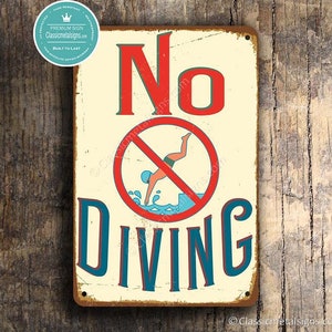 NO DIVING SIGN, Pool Signs,  No Diving Sign, Vintage style No Diving Signs, Swimming pool sign, Outdoor Pool Signs, Pool Decor, No Diving