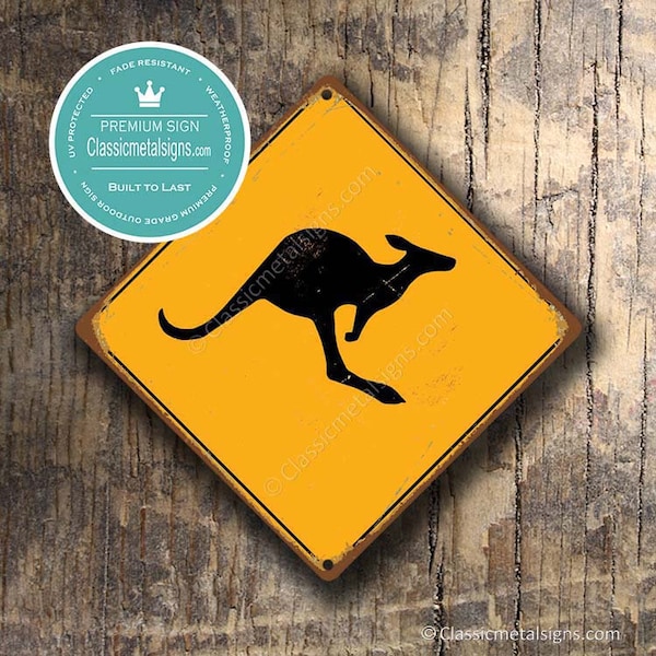 KANGAROO CROSSING SIGN - Kangaroo Crossing Signs, Warning Kangaroo Crossing, Kangaroo Sign, Kangaroo Decor, Kangaroo Xing, Yellow Sign