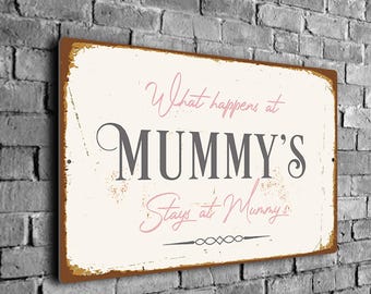 What Happens at Mummy’s House Sign, Funny Gift for Mom