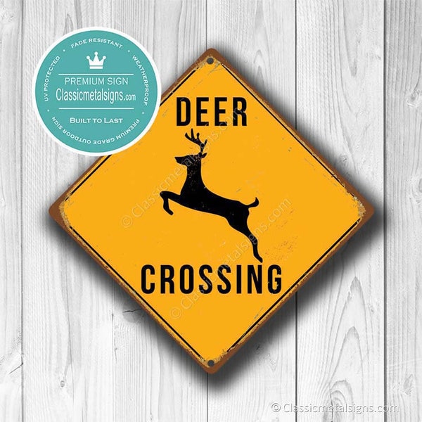 DEER CROSSING SIGN - Deer Crossing Signs, Warning Deer Crossing, Deer Signs, Farm Signs, Gifts for Farmer, Deer Xing, Deer Sign, Deer Decor