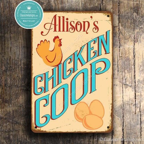 Custom Chicken Coop Sign: Vintage Style with Personalized Text