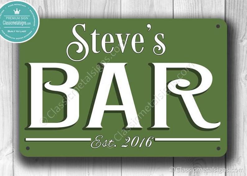 CUSTOM BAR SIGN, Customizable Bar Sign, Classic style customizable Bar Sign, Pub Sign, Home Bar Sign, Home Bar Decor, Home Wet Bar Signs image 1