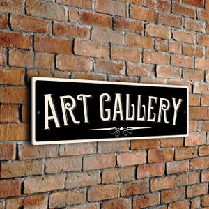 Vintage Style Art Gallery Sign: Durable Weatherproof Design Black