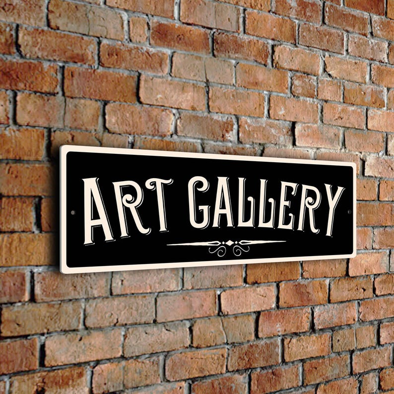Vintage Style Art Gallery Sign: Durable Weatherproof Design Black