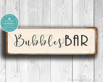 BUBBLES BAR SIGN, Bubbles Signs, Vintage Style Bubbles Bar Sign, Wedding Decor, Wedding Signs, Wedding Bar Sign, Bubbles Bar, Champagne Sign