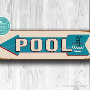 POOL SIGN, Pool Direction Signs, Vintage Style Pool Sign, Pool Signs, Swimming Pool Signs, Pool Decor, Pool Party Decor, Pool Party Signs