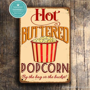 POPCORN BAR SIGN, Popcorn bar Signs, Vintage style Popcorn Sign, Hot Popcorn Sign, Buttered Popcorn, Pop Corn Bar, Popcorn Bar Signs