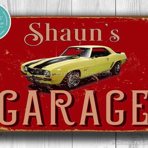 PERSONALIZED GARAGE SIGN, Customizable Garage Signs, Camaro Garage Sign, Chevy Camaro Garage, Camaro Gifts, Chevy Camaro Signs image 1