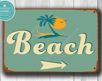 Vintage Beach Arrow Sign - Customizable Direction, Indoor Outdoor