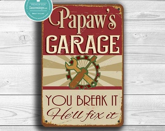 Papaw's GARAGE SIGN, Papaw's Garage Signs, Vintage style Papaw's Garage Sign, Papaw's Garage , Papaw's Gift, Gift for Papaw, Papaw