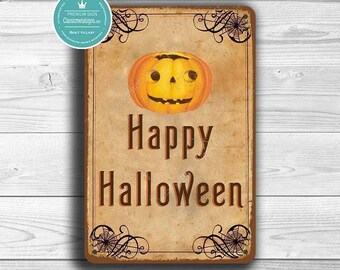 „Happy Halloween“-Schild – Partydekoration im rustikalen Vintage-Stil