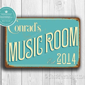 PERSONALIZED MUSIC ROOM Sign, Customizable Music Room Signs, Vintage style Music Room Sign, Gift for Music Lover, Music Room Signs, Music