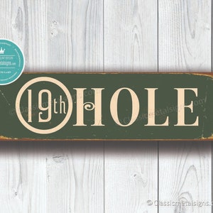 19th HOLE SIGN, The 19th Hole Signs, Pub Decor, Vintage Style 19th Hole Sign, Bar Decor, Man Cave Decor, Bar Sign, Home Bar Decor, 19th Hole