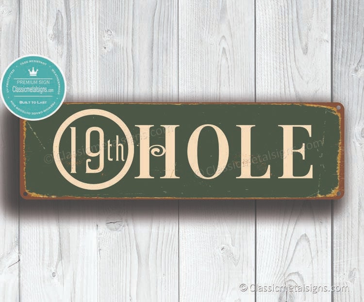 19th HOLE SIGN, The 19th Hole Signs, Pub Decor, Vintage Style 19th Hole Sign, Bar Decor, Man Cave Decor, Bar Sign, Home Bar Decor, 19th Hole