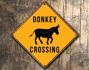 Donkey CROSSING SIGN, Donkey Crossing Signs, Donkey, Warning Donkey Crossing, Donkey Sign, Donkey Decor, Donkey Xing, Signs, Donkey Sign