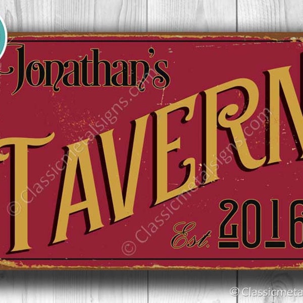 Customizable TAVERN SIGN,  Pub Sign, custom Tavern Sign, Personalized Tavern sign, Vintage Style Tavern Sign, Bar Decor, Home Bar Decor
