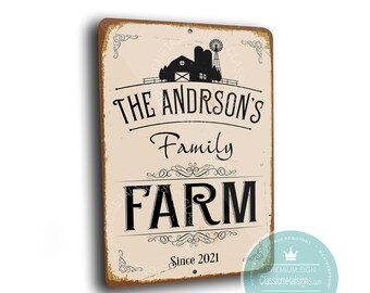 Personalized Family Farm Sign - Rustic Vintage Custom Name