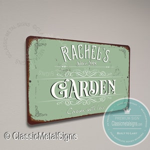 PERSONALIZED GARDEN SIGN, Outdoor Garden Sign, Garden, Vintage style Garden Sign, Gift for Gardener, Gardener Gift Ideas, Custom Garden Sign image 1