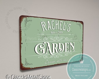 PERSONALIZED GARDEN SIGN, Outdoor Garden Sign, Garden, Vintage style Garden Sign, Gift for Gardener, Gardener Gift Ideas, Custom Garden Sign