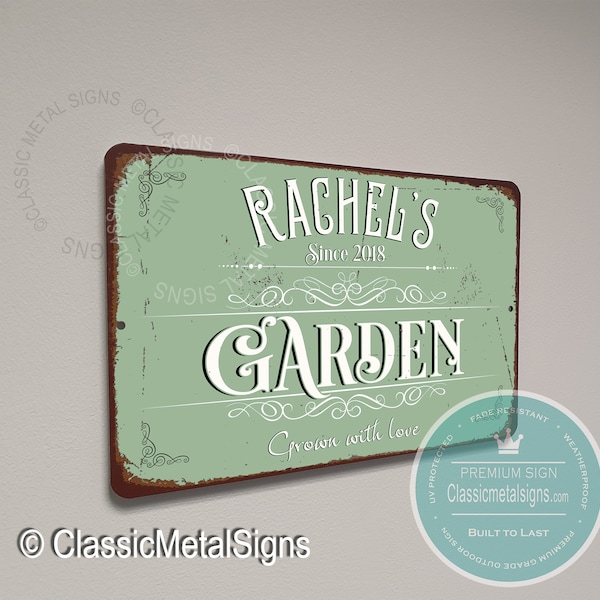 PERSONALIZED GARDEN SIGN, Outdoor Garden Sign, Garden, Vintage style Garden Sign, Gift for Gardener, Gardener Gift Ideas, Custom Garden Sign