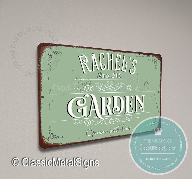 PERSONALIZED GARDEN SIGN, Outdoor Garden Sign, Garden, Vintage style Garden Sign, Gift for Gardener, Gardener Gift Ideas, Custom Garden Sign image 1