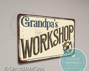 Grandpa’s Workshop Sign: Rustic Vintage Wall Décor for Garages and Workshops