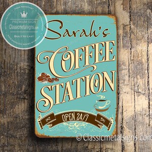 CUSTOM COFFEE STATION Sign, Personalized Coffee Station Sign, Vintage style Coffee Station Sign, Customizable Signs, Coffee Station Decor image 3