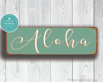 Aloha Sign: Vintage Hawaiian Wall Art (Two Sizes Available)