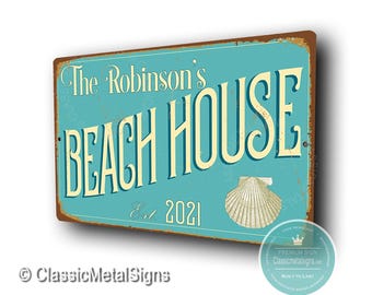 Custom Beach House Sign: for Coastal Homes or Patios, Vintage Inspired Outdoor Décor