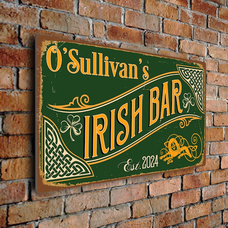 Personalized Irish Bar Sign, Custom Irish Bar Sign, Vintage Style Irish