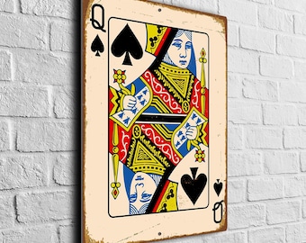 Queen of Spades Sign: Classic Card Art (Ready to Hang)