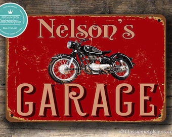 PERSONALIZED MOTORCYCLE GARAGE Sign, Vintage style Motorcycle Garage Sign, Vintage Bmw Motorbike, Gift for Bike Lovers, Bmw Bike Signs