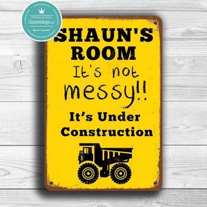 CUSTOM BOYS ROOM Sign, Personalized Boys Room Signs, Vintage Style Boys Room Sign, Yellow Sign, Boys Bedroom Decor, Under Construction, Boys