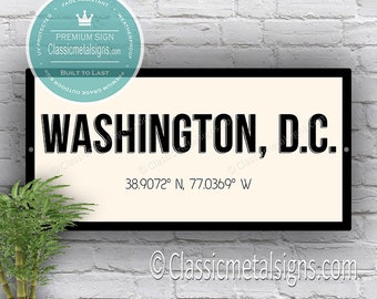 WASHINGTON DC Coordinates sign, Washington dc City sign, Modern Washington Dc Coordinates, City coordinates, Washington DC Coordinates Print