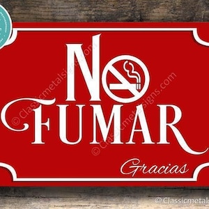 No Fumar Sign: Retro Red Wall Decor (9x6 to 16x12 inches)