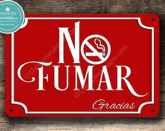 No Fumar Sign: Retro Red Wall Decor (9x6 to 16x12 inches)